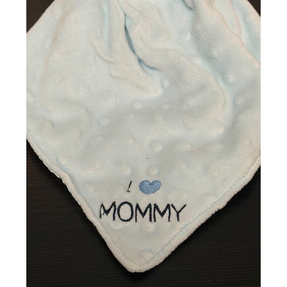 Child Of Mine Carters Blue Rattle Security Blanket Monkey Lovey "I Love Mommy" - Picture 5 of 5